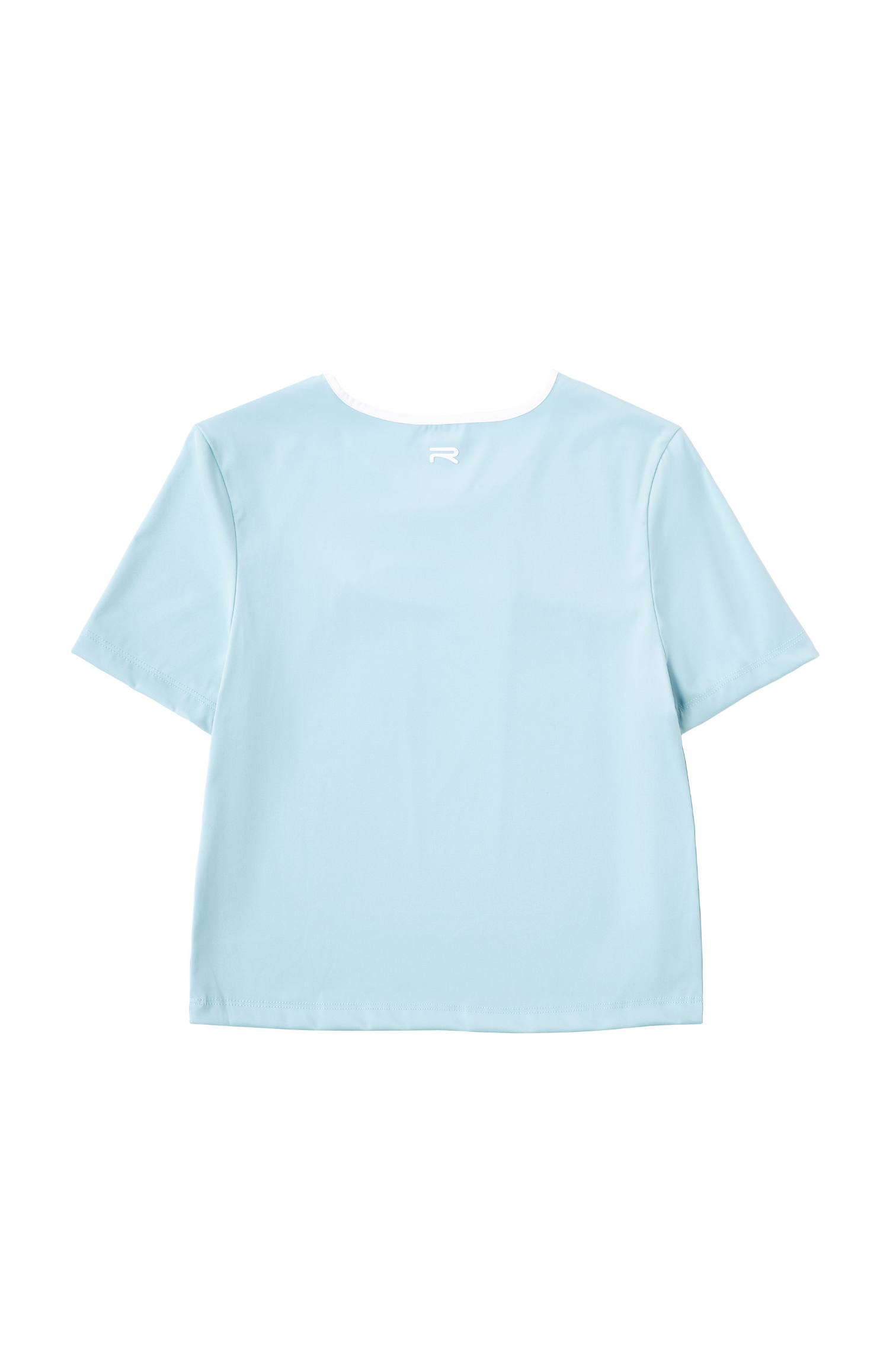 back of the light Ramsports ArcBand Crew Tee on a white background