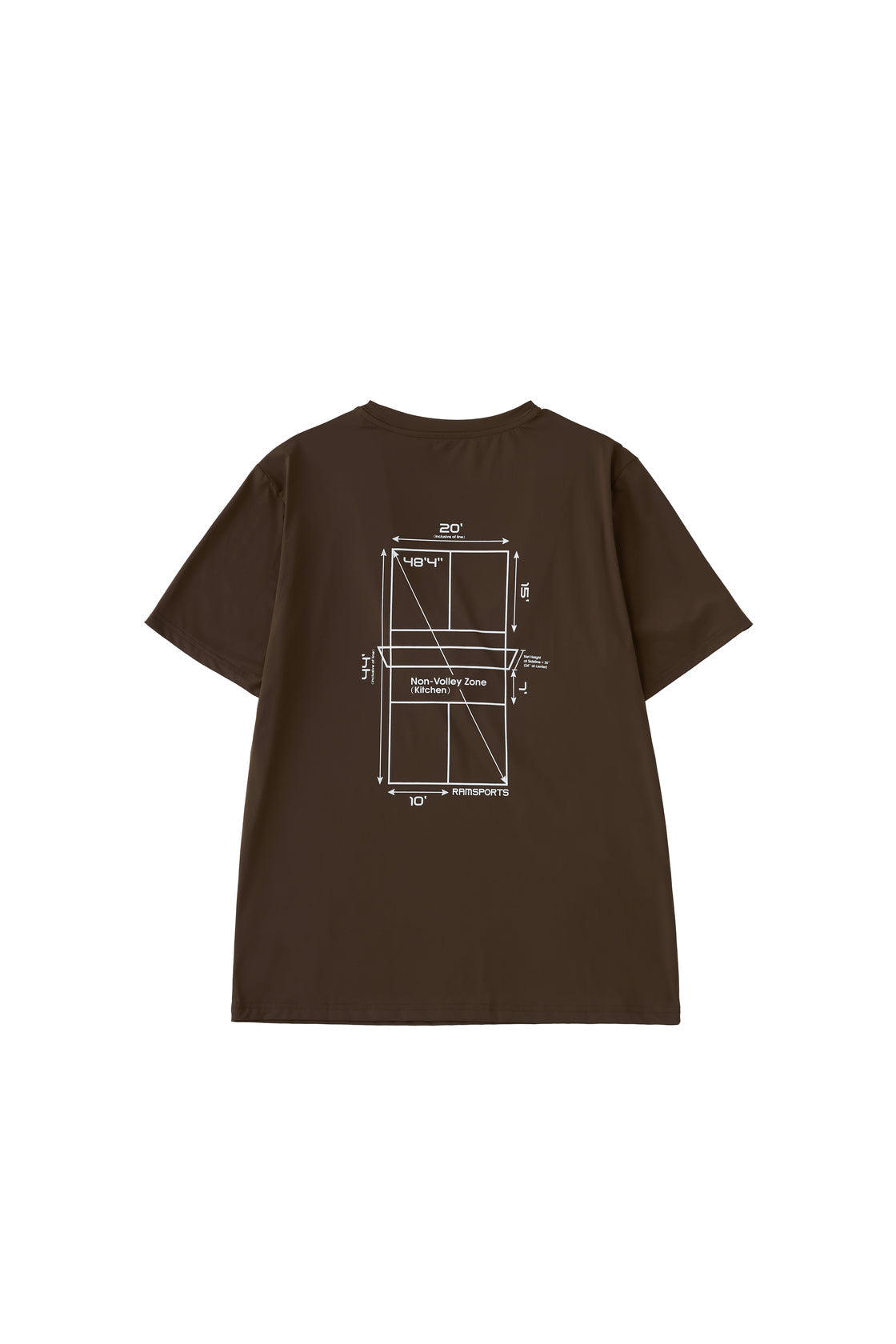 back view of the Ramsports Playbook Court Diagram Tee in brown